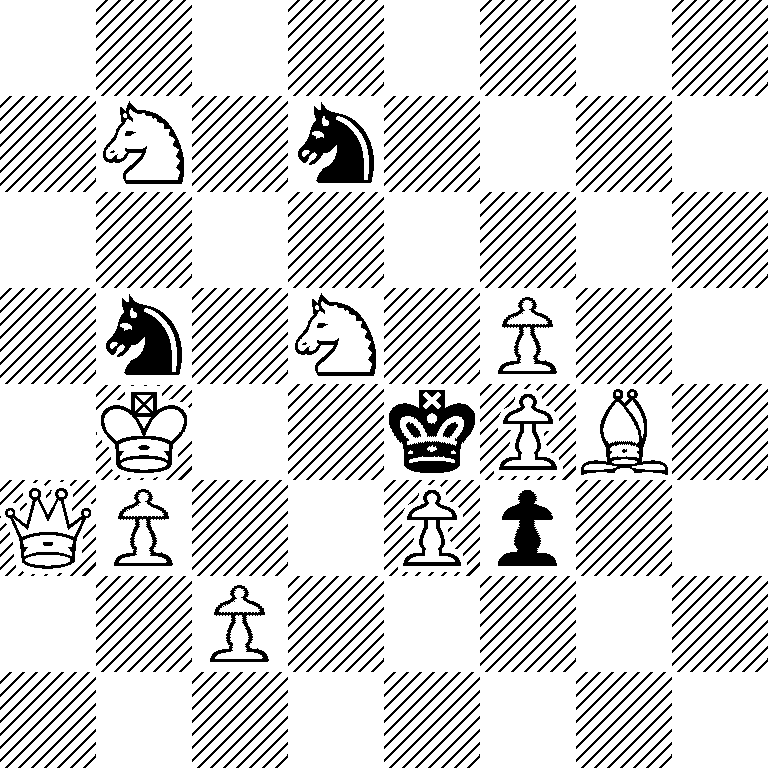 8/1N1n4/8/1n1N1P2/1K2kPB1/QP2Pp2/2P5/8