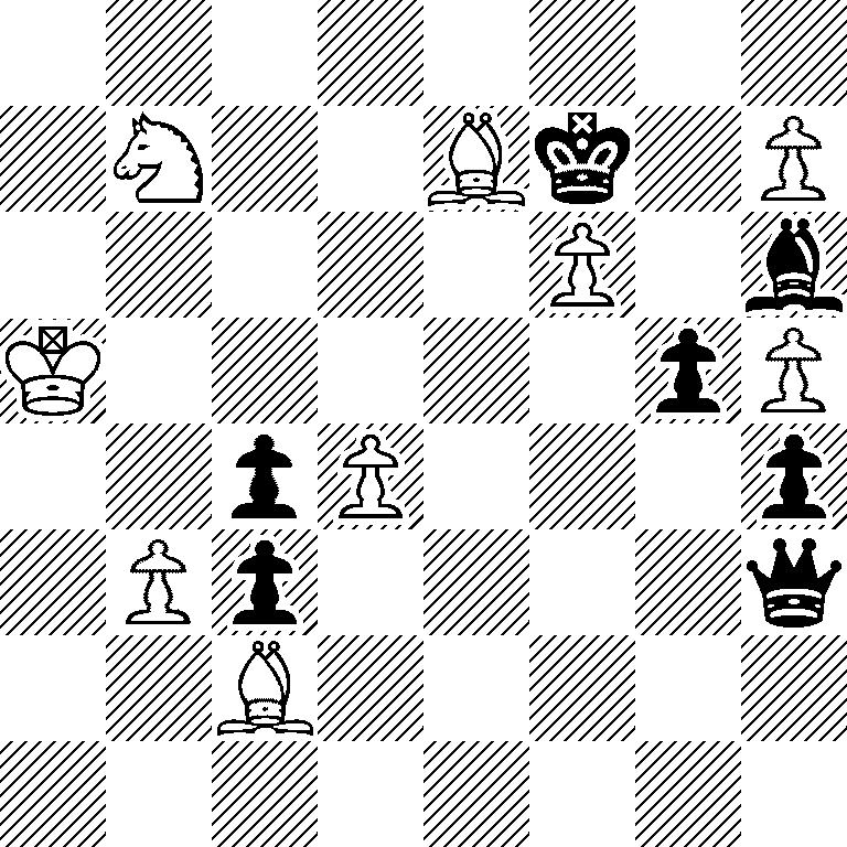 8/1N2Bk1P/5P1b/K5pP/2pP3p/1Pp4q/2B5/8