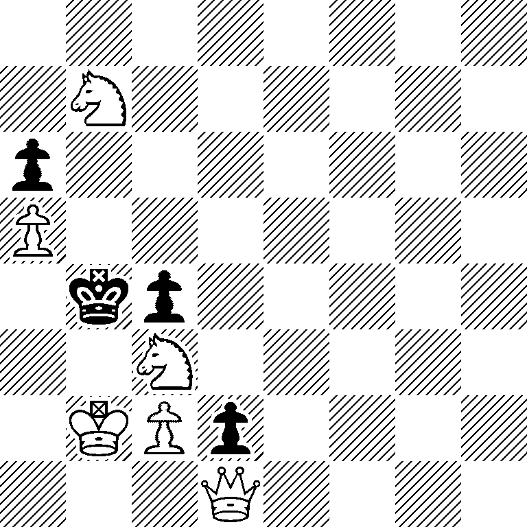 8/1N6/p7/P7/1kp5/2N5/1KPp4/3Q4