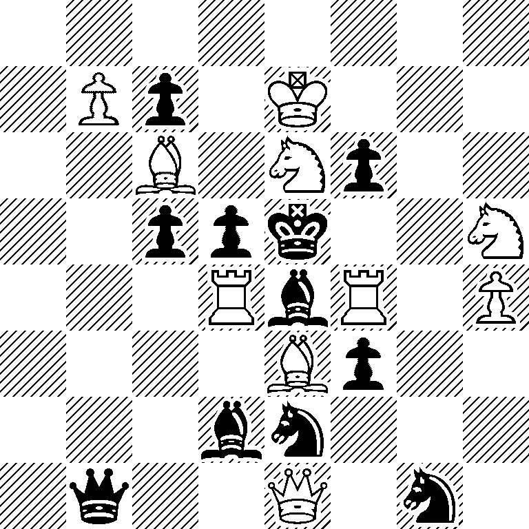 8/1Pp1K3/2B1Np2/2ppk2N/3RbR1P/4Bp2/3bn3/1q2Q1n1