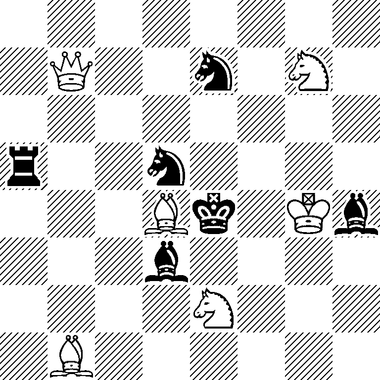 8/1Q2n1N1/8/r2n4/3Bk1Kb/3b4/4N3/1B6