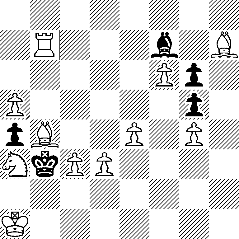 8/1R3b1B/5Pp1/P5p1/pB2P1P1/NkPP4/8/K7