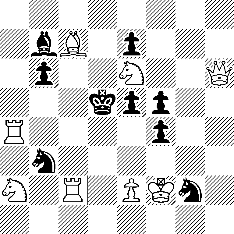 8/1bB1p3/1p2N2Q/3kpp2/R4p2/1n6/N1R1PKn1/8