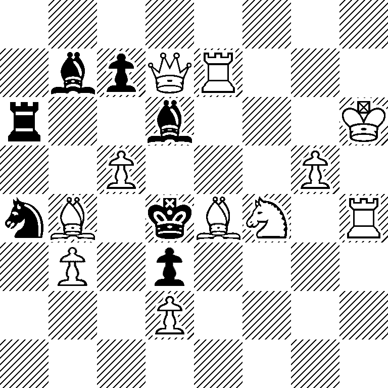 8/1bpQR3/r2b3K/2P3P1/nB1kBN1R/1P1p4/3P4/8