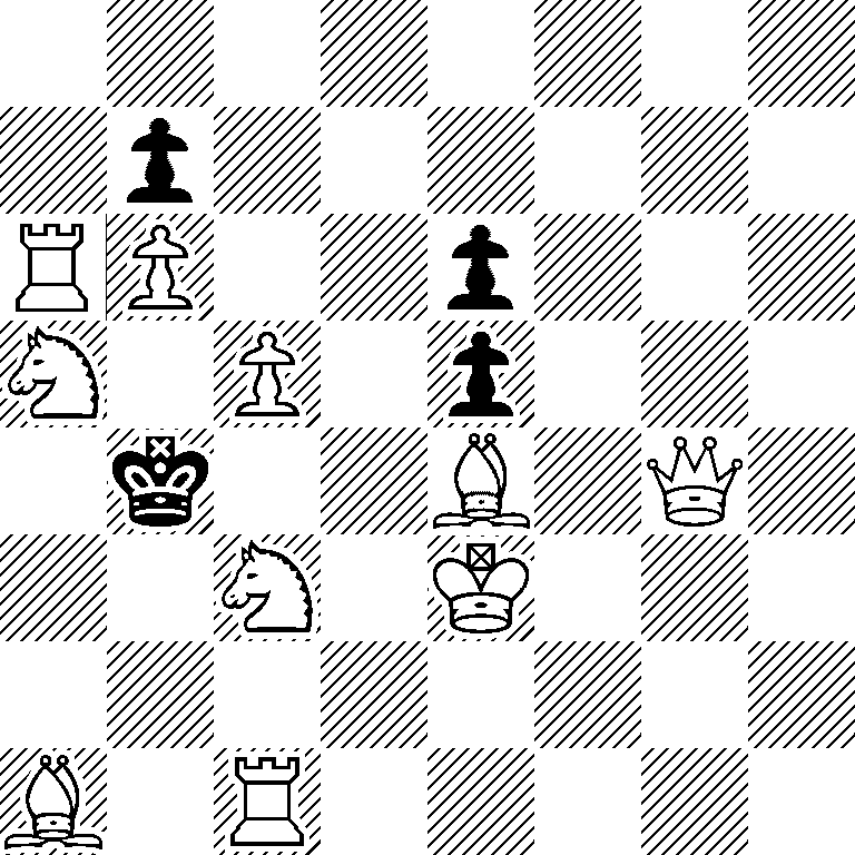 8/1p6/RP2p3/N1P1p3/1k2B1Q1/2N1K3/8/B1R5