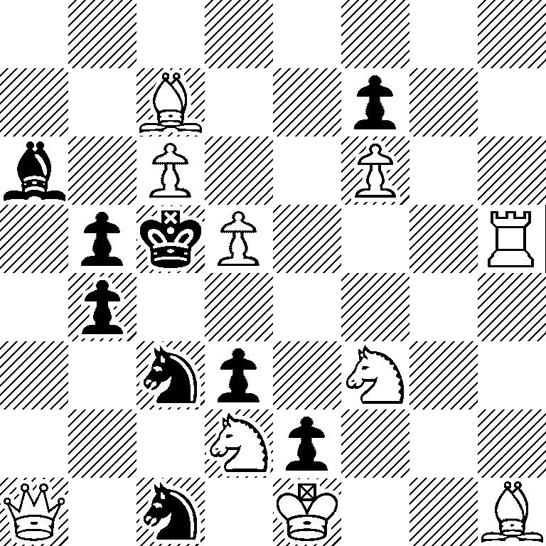 8/2B2p2/b1P2P2/1pkP3R/1p6/2np1N2/3Np3/Q1n1K2B