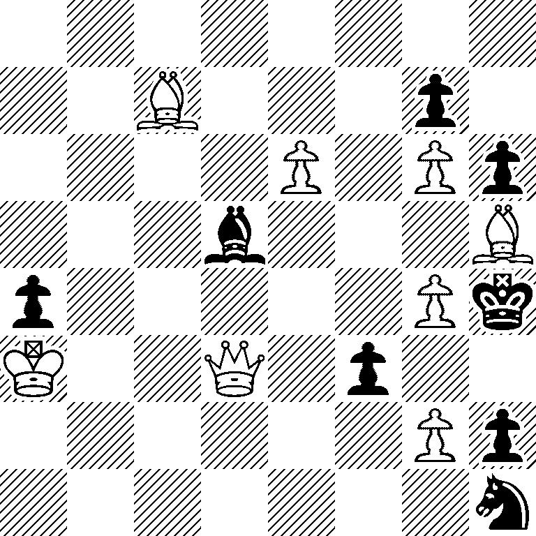 8/2B3p1/4P1Pp/3b3B/p5Pk/K2Q1p2/6Pp/7n