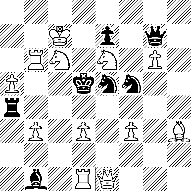 8/2K1p1q1/1RN1N1P1/P2knn2/r7/1P1P1P1B/8/1b1RQ3