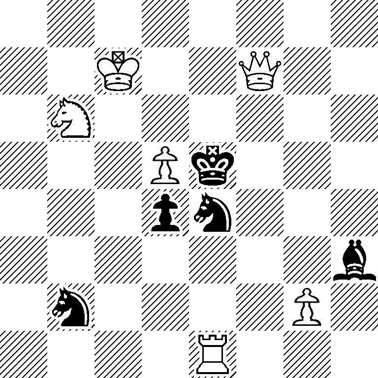 8/2K2Q2/1N6/3Pk3/3pn3/7b/1n4P1/4R3