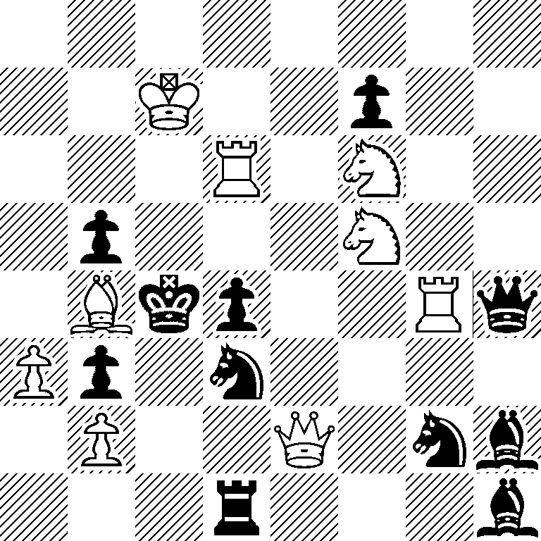 8/2K2p2/3R1N2/1p3N2/1Bkp2Rq/Pp1n4/1P2Q1nb/3r3b