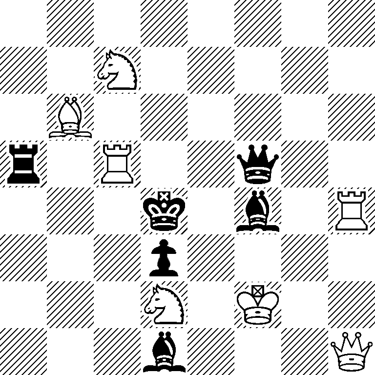 8/2N5/1B6/r1R2q2/3k1b1R/3p4/3N1K2/3b3Q