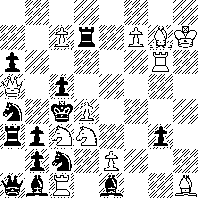 8/2Pr1PBK/p5R1/Q1p5/n1kP4/rpNN2p1/1pn1P3/qbR1b2B
