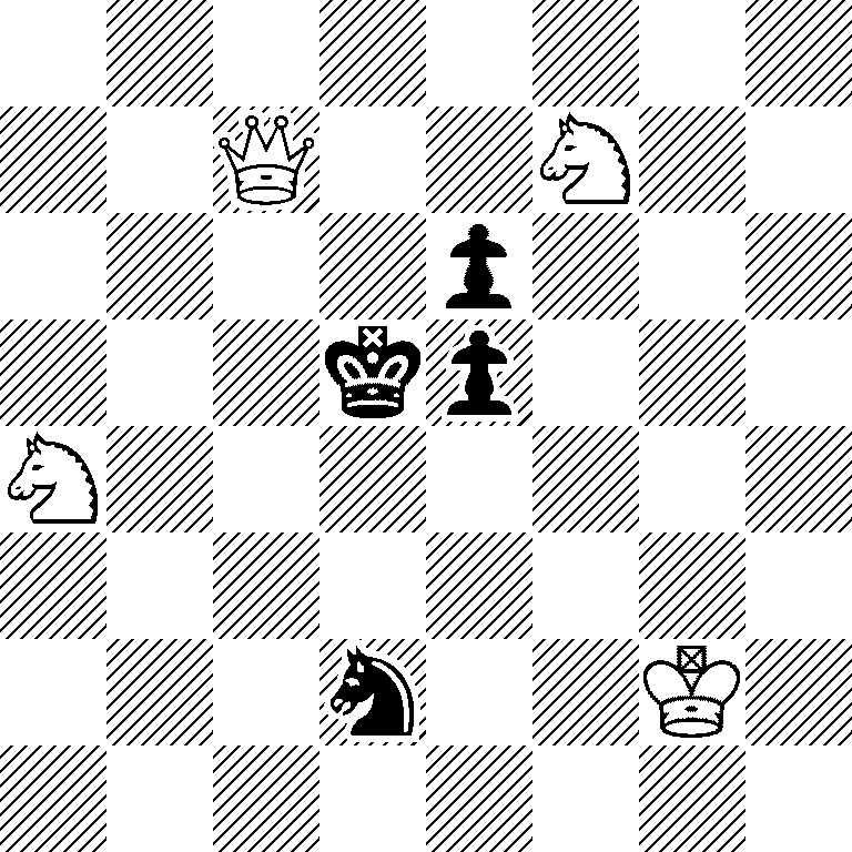 8/2Q2N2/4p3/3kp3/N7/8/3n2K1/8