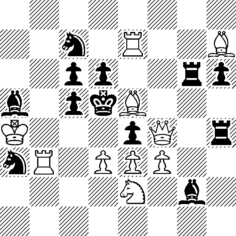 8/2n1R2B/2pp2rp/b1pkB3/K3pQ1r/nR1PPP2/4N1b1/8