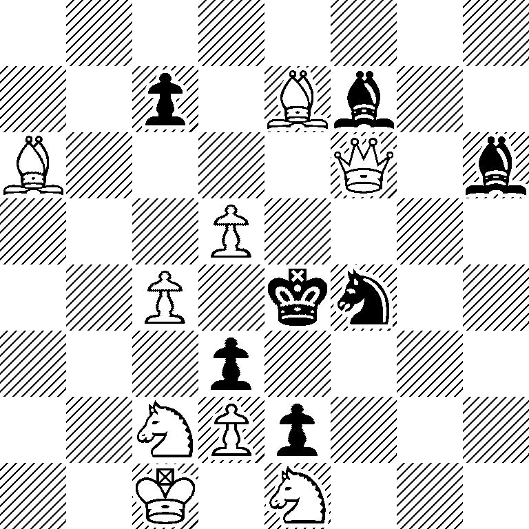 8/2p1Bb2/B4Q1b/3P4/2P1kn2/3p4/2NPp3/2K1N3