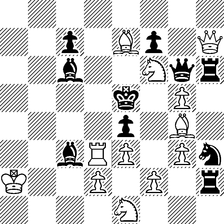 8/2p1Bp1Q/2b2Nqr/4k1P1/4p1B1/2bRP1Pn/K2P1P1r/4N3