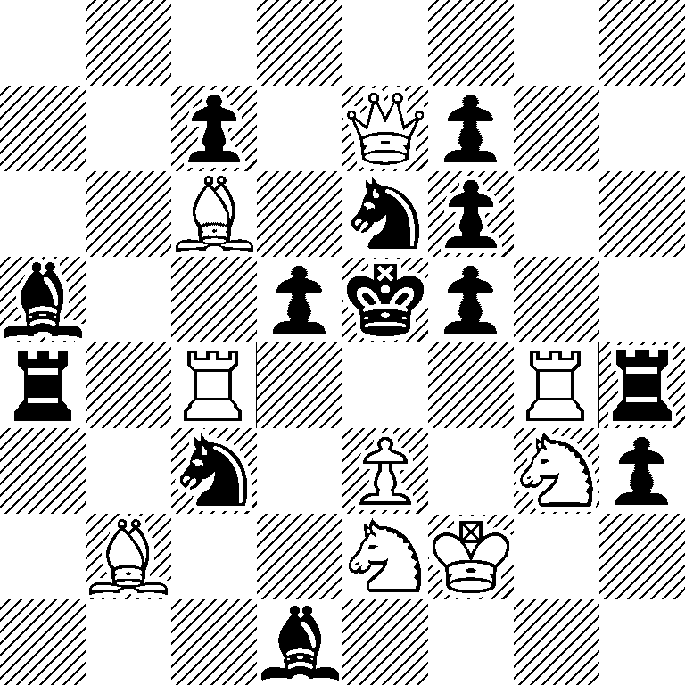 8/2p1Qp2/2B1np2/b2pkp2/r1R3Rr/2n1P1Np/1B2NK2/3b4