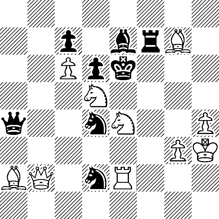 8/2p1brB1/2Ppk3/3N4/q2nN2P/6PK/BQ1nR3/8