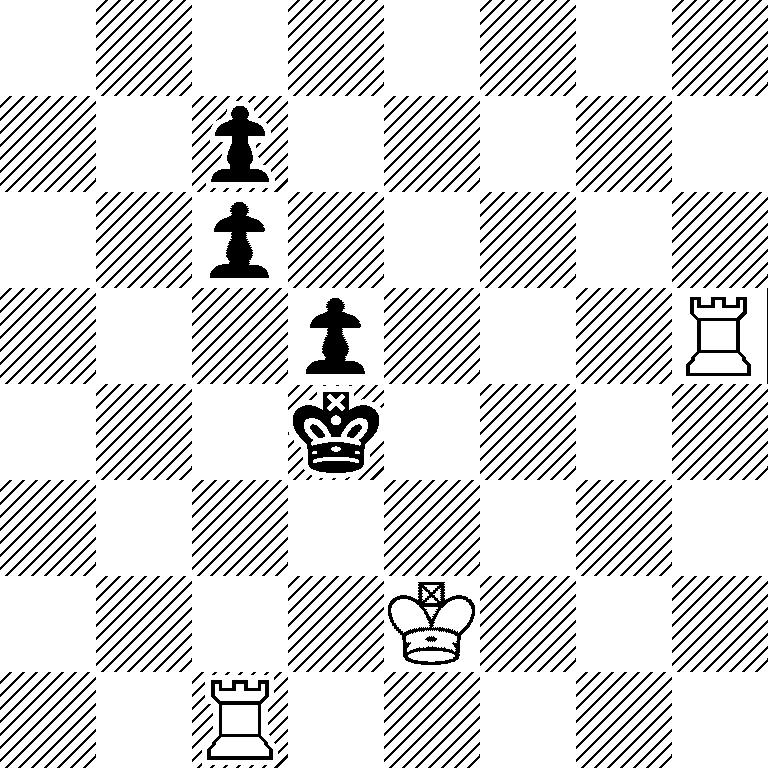 8/2p5/2p5/3p3R/3k4/8/4K3/2R5