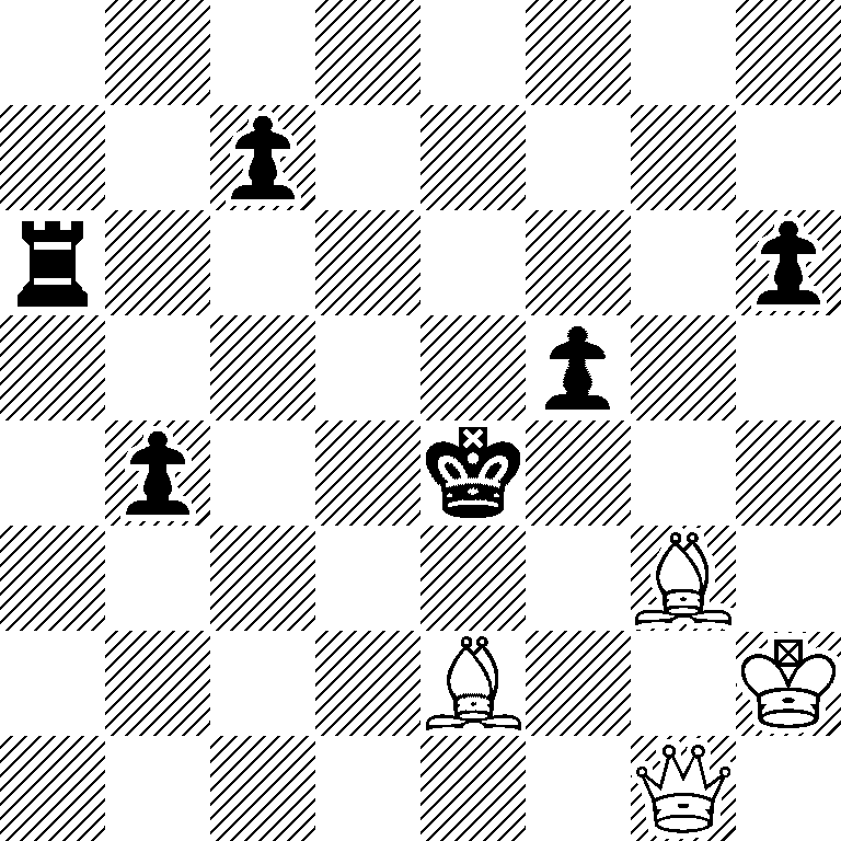 8/2p5/r6p/5p2/1p2k3/6B1/4B2K/6Q1