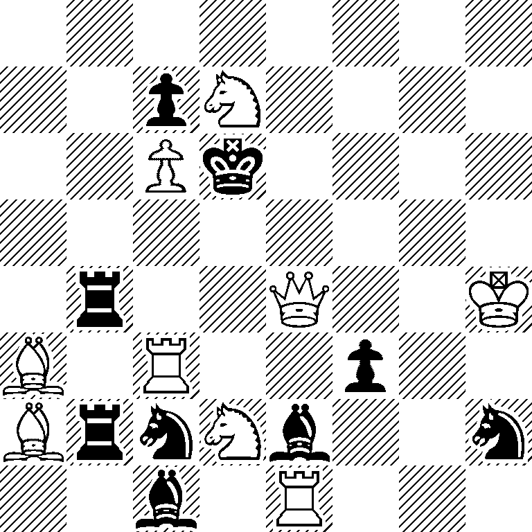 8/2pN4/2Pk4/8/1r2Q2K/B1R2p2/BrnNb2n/2b1R3