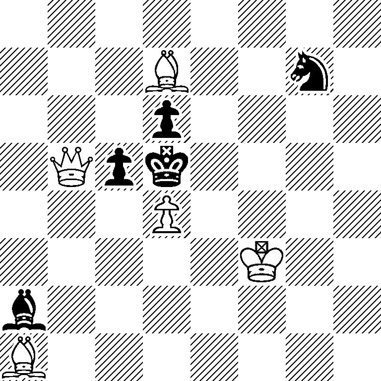 8/3B2n1/3p4/1Qpk4/3P4/5K2/b7/B7