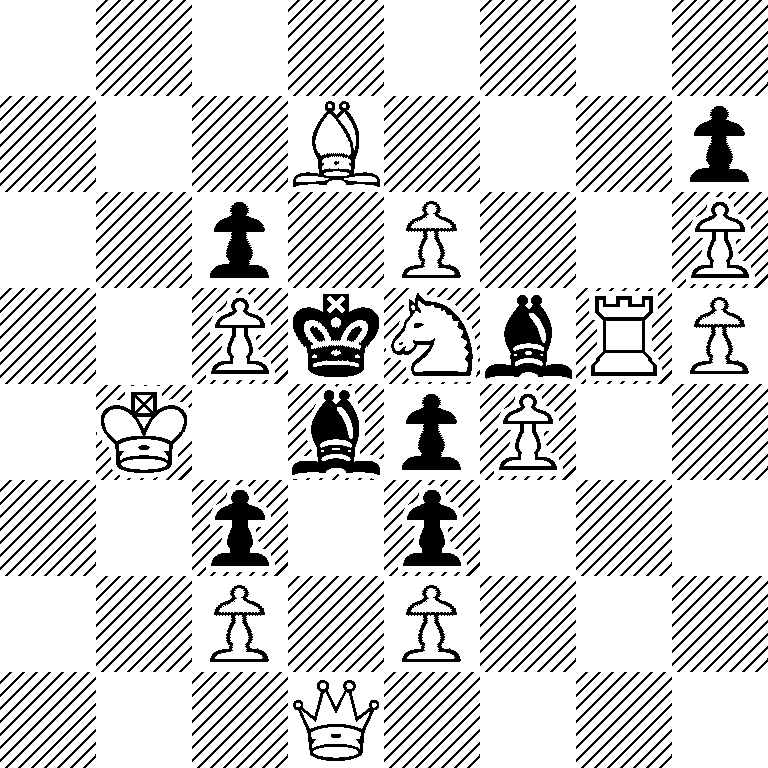 8/3B3p/2p1P2P/2PkNbRP/1K1bpP2/2p1p3/2P1P3/3Q4