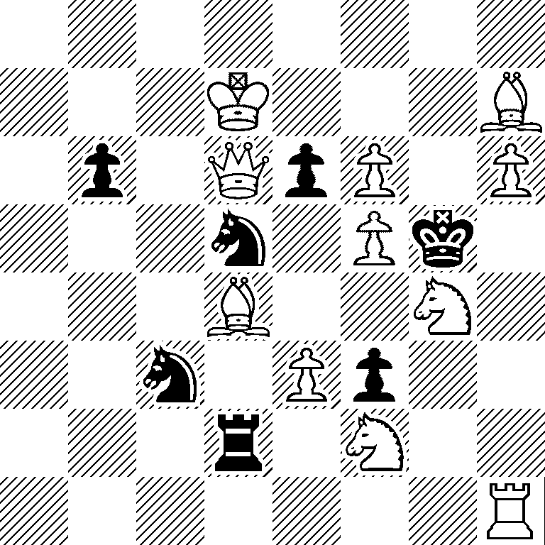 8/3K3B/1p1QpP1P/3n1Pk1/3B2N1/2n1Pp2/3r1N2/7R