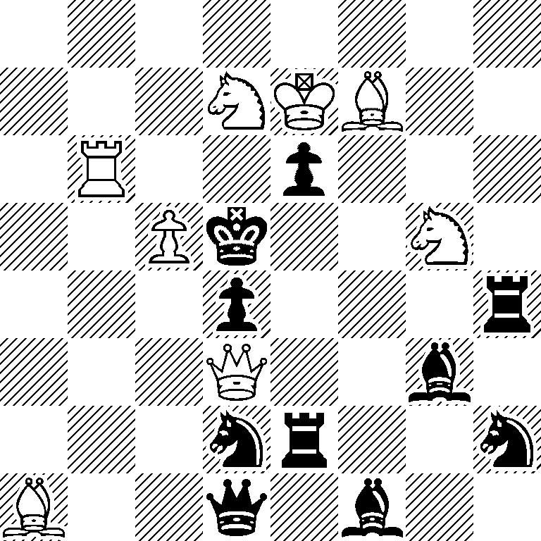 8/3NKB2/1R2p3/2Pk2N1/3p3r/3Q2b1/3nr2n/B2q1b2