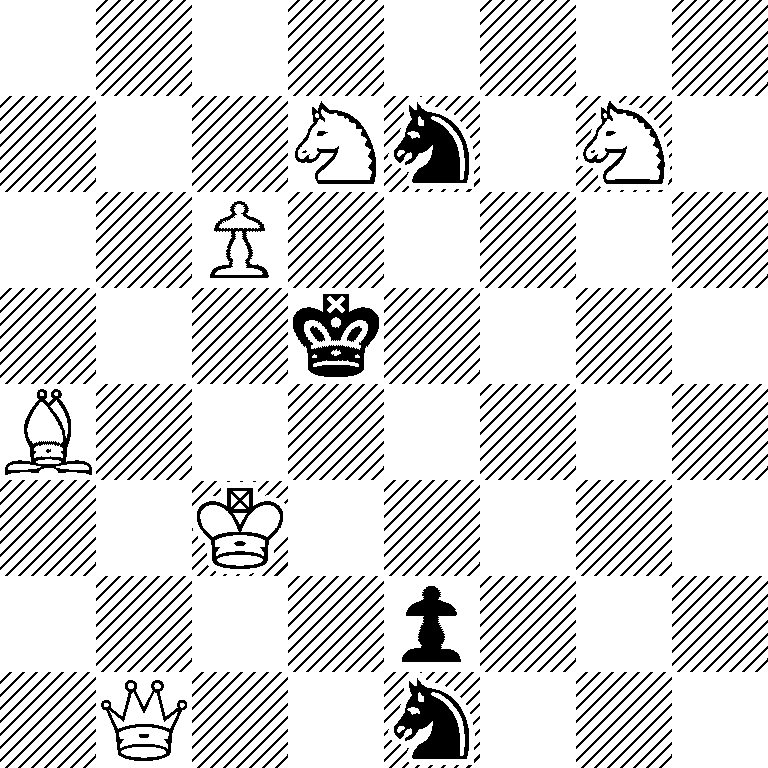 8/3Nn1N1/2P5/3k4/B7/2K5/4p3/1Q2n3