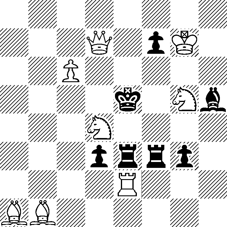 8/3Q1pK1/2P5/4k1Nb/3N4/3prrp1/4R3/BB6