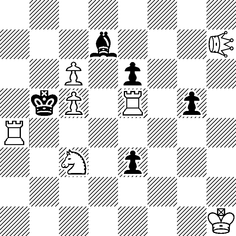 8/3b3*1Q/2P1p3/1kP1R1p1/R7/2S1p3/8/7K