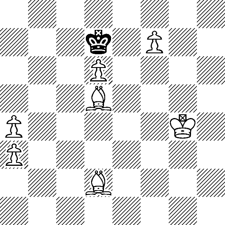8/3k1P2/3P4/3B4/P5K1/P7/3B4/8