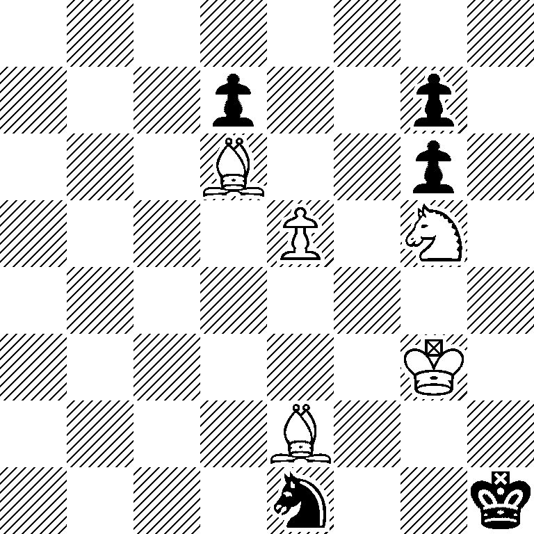 8/3p2p1/3B2p1/4P1N1/8/6K1/4B3/4n2k