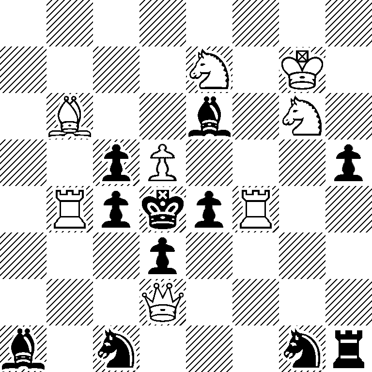 8/4N1K1/1B2b1N1/2pP3p/1RpkpR2/3p4/3Q4/b1n3nr