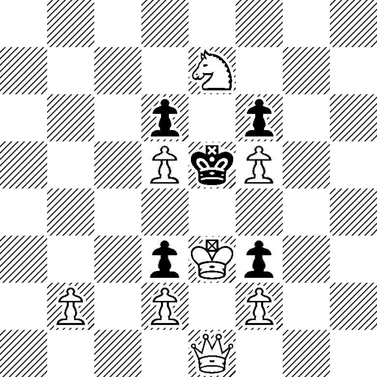 8/4N3/3p1p2/3PkP2/8/3pKp2/1P1P1P2/4Q3