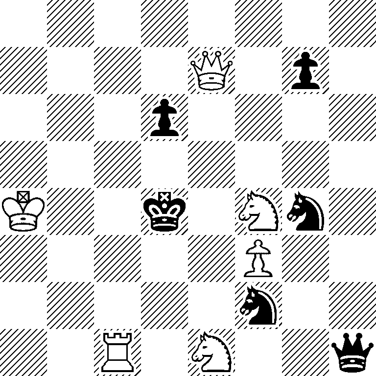 8/4Q1p1/3p4/8/K2k1Nn1/5P2/5n2/2R1N2q