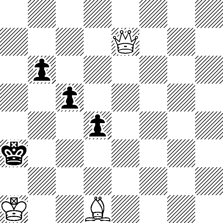 8/4Q3/1p6/2p5/3p4/k7/8/K2B4