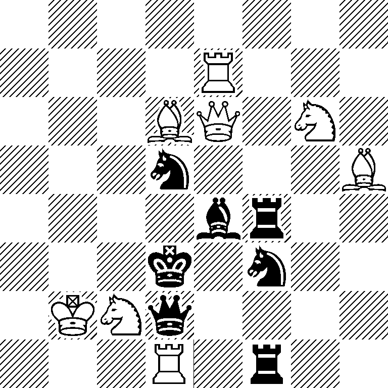 8/4R3/3BQ1N1/3n3B/4br2/3k1n2/1KNq4/3R1r2