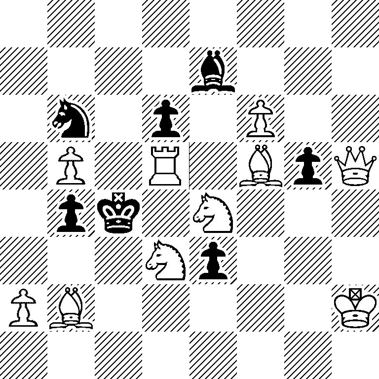 8/4b3/1n1p1P2/1P1R1BpQ/1pk1N3/3Np3/PB5K/8