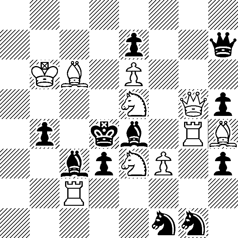 8/4p2q/1KB1P3/4N1Qp/1p1kb1RB/2bpNP1p/2R5/5nn1
