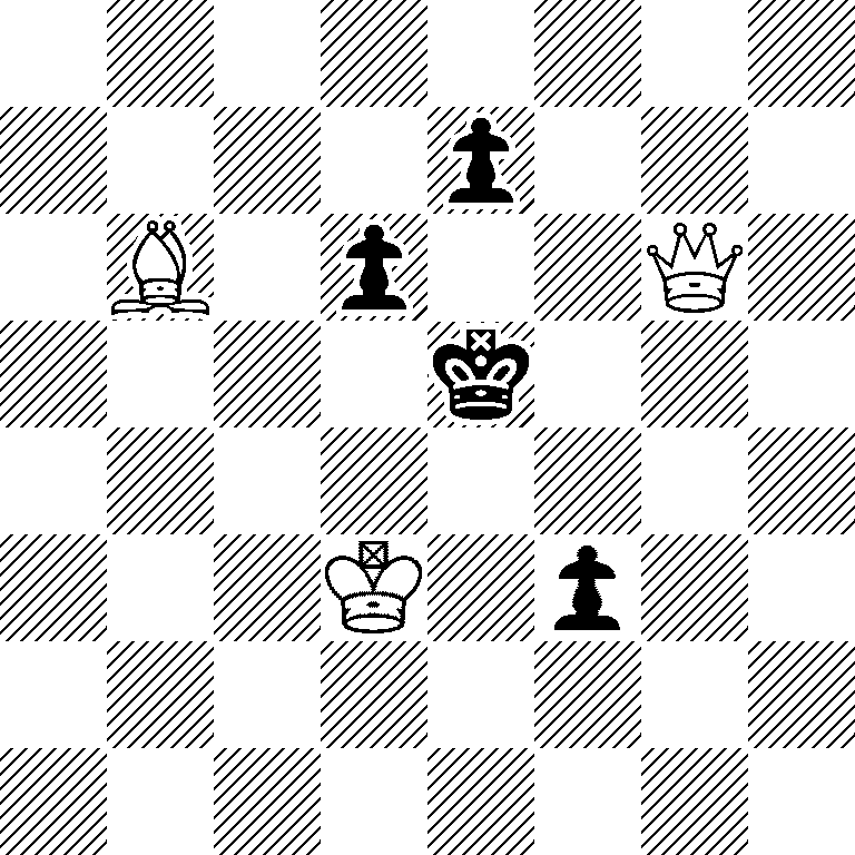 8/4p3/1B1p2Q1/4k3/8/3K1p2/8/8