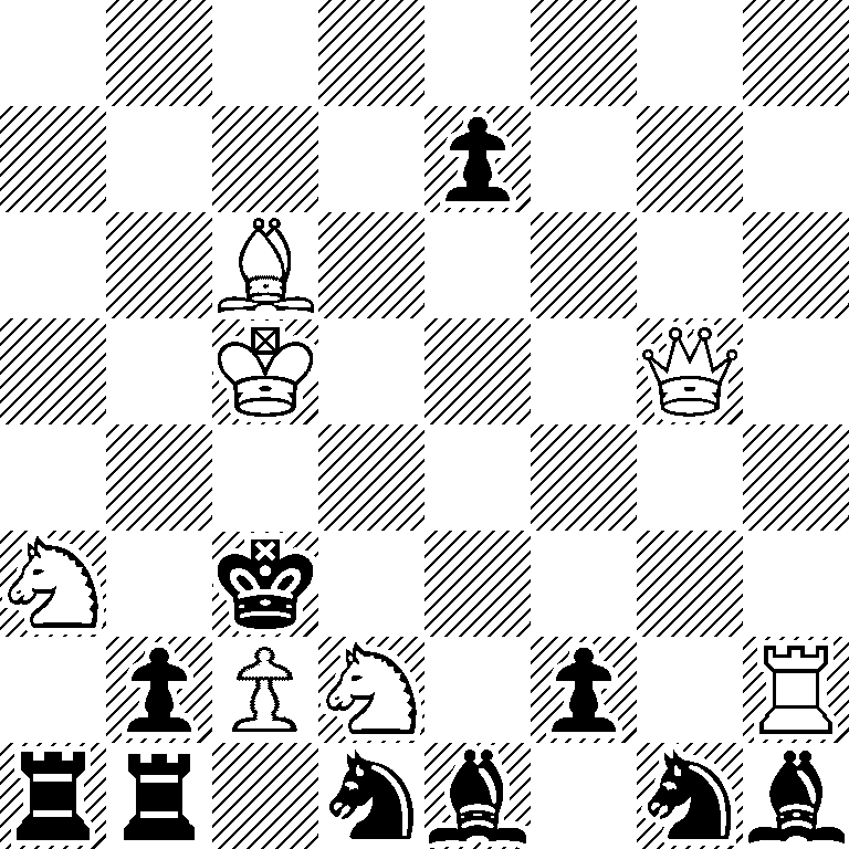 8/4p3/2B5/2K3Q1/8/N1k5/1pPN1p1R/rr1nb1nb