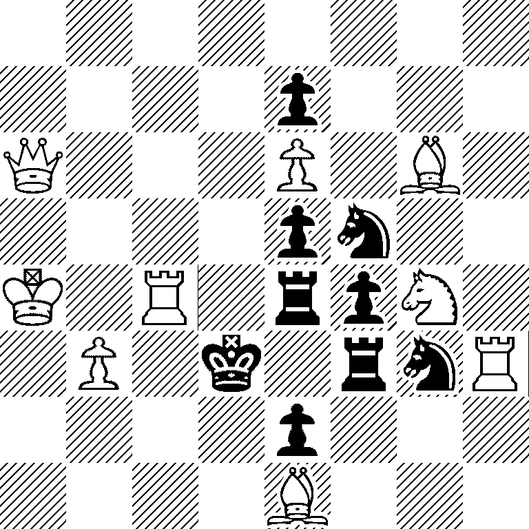 8/4p3/Q3P1B1/4pn2/K1R1rpN1/1P1k1rnR/4p3/4B3