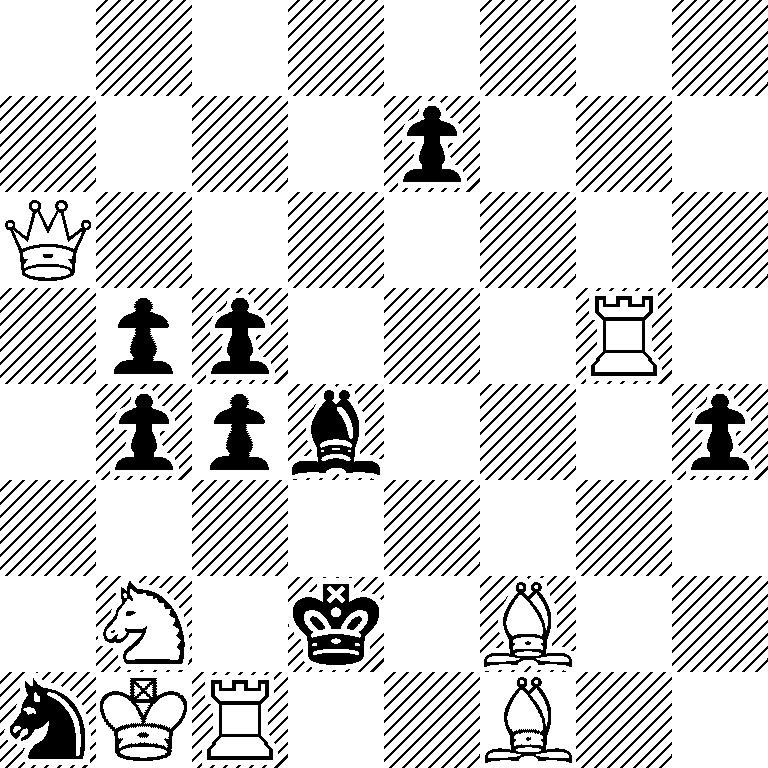 8/4p3/Q7/1pp3R1/1ppb3p/8/1N1k1B2/nKR2B2