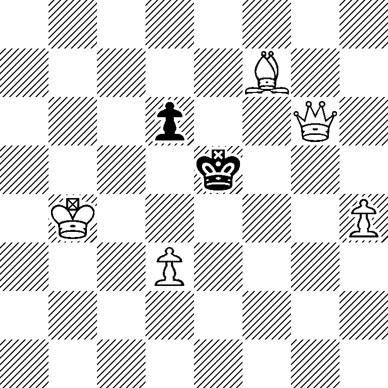 8/5B2/3p2Q1/4k3/1K5P/3P4/8/8