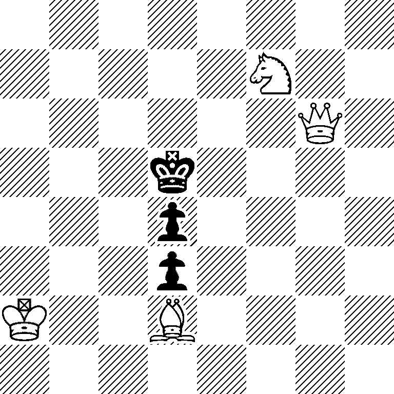 8/5N2/6Q1/3k4/3p4/3p4/K2B4/8
