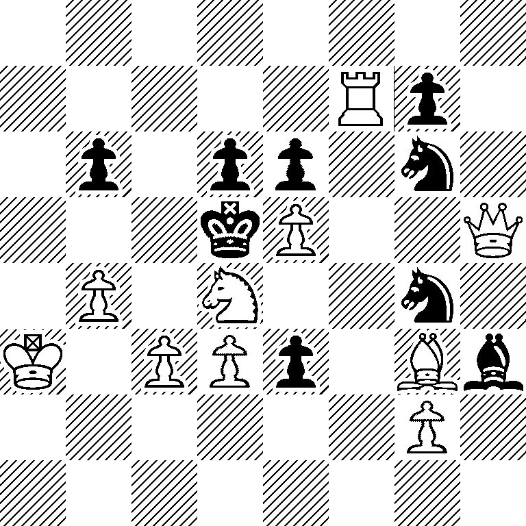 8/5Rp1/1p1pp1n1/3kP2Q/1P1N2n1/K1PPp1Bb/6P1/8