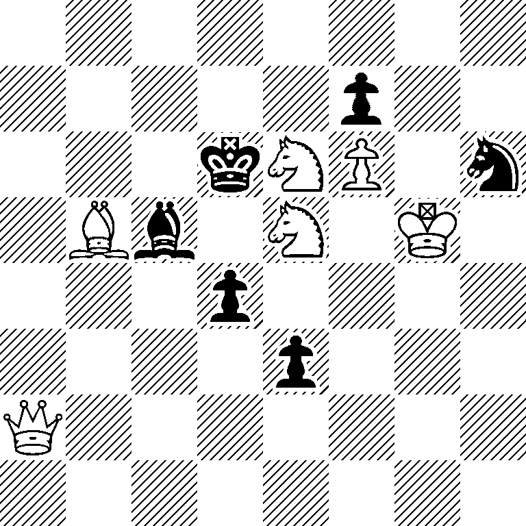 8/5p2/3kNP1n/1Bb1N1K1/3p4/4p3/Q7/8