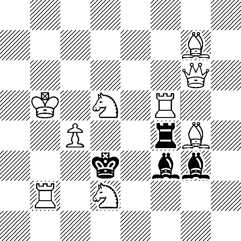 8/6B1/6Q1/1K1N1R2/2P2rB1/3k1bb1/1R1N4/8